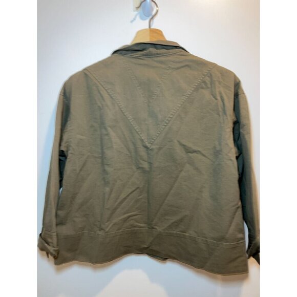 Theory Womens Olive Green Cotton Blend Jacket Size 8 With Button Closure & Pocke - Picture 2 of 6